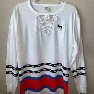 VS Pink Lace Up Front Crew